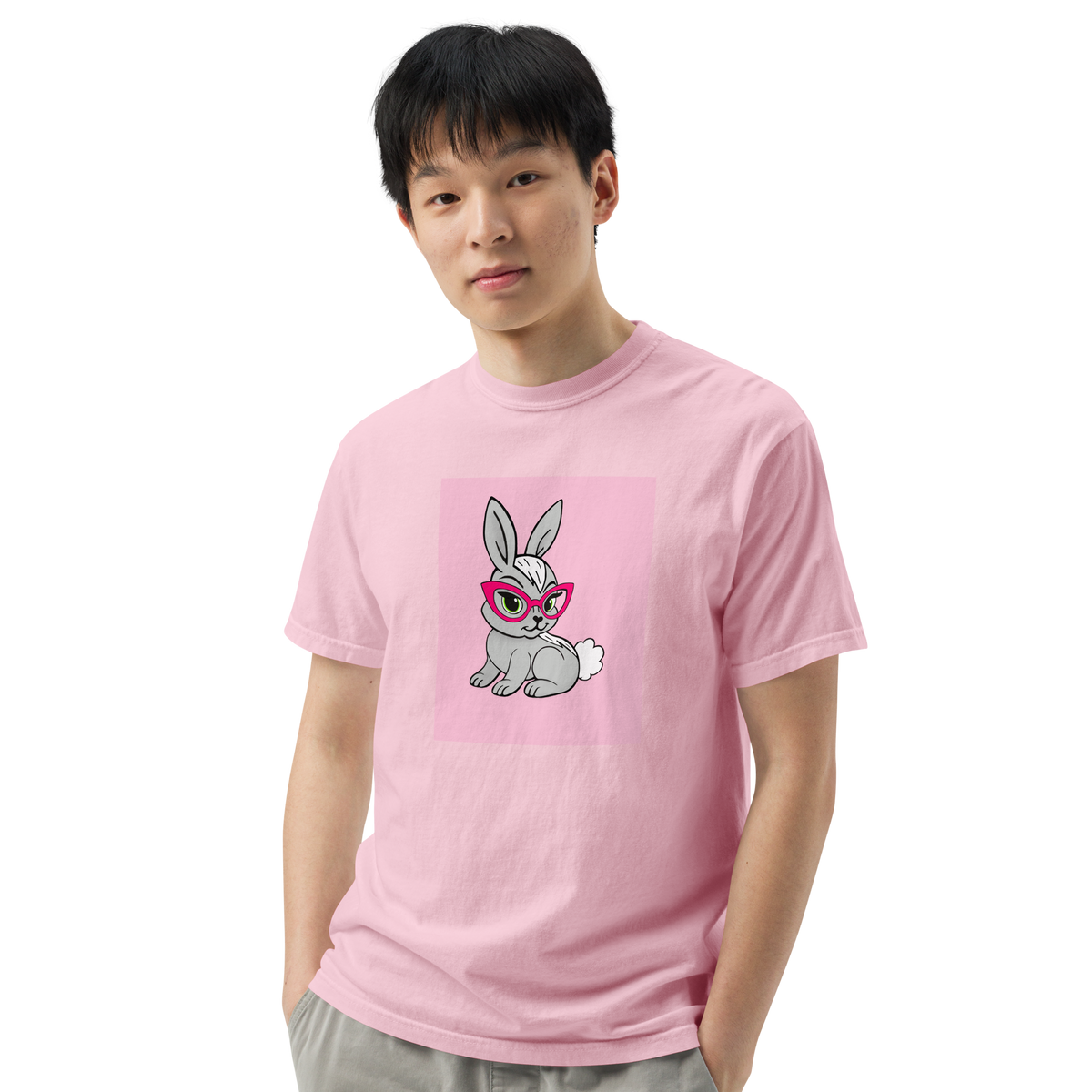 Book Bunny Color Block | Comfort Colors 1717 | Adult Ringspun Cotton Tee