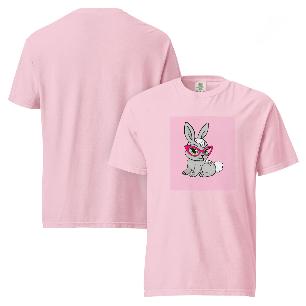 Book Bunny Color Block | Comfort Colors 1717 | Adult Ringspun Cotton Tee