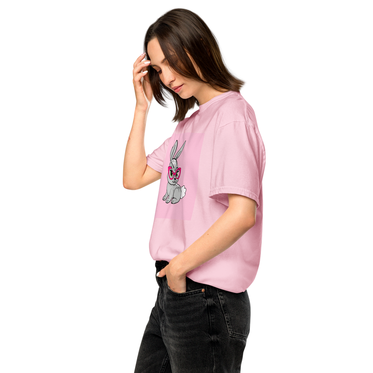 Book Bunny Color Block | Comfort Colors 1717 | Adult Ringspun Cotton Tee