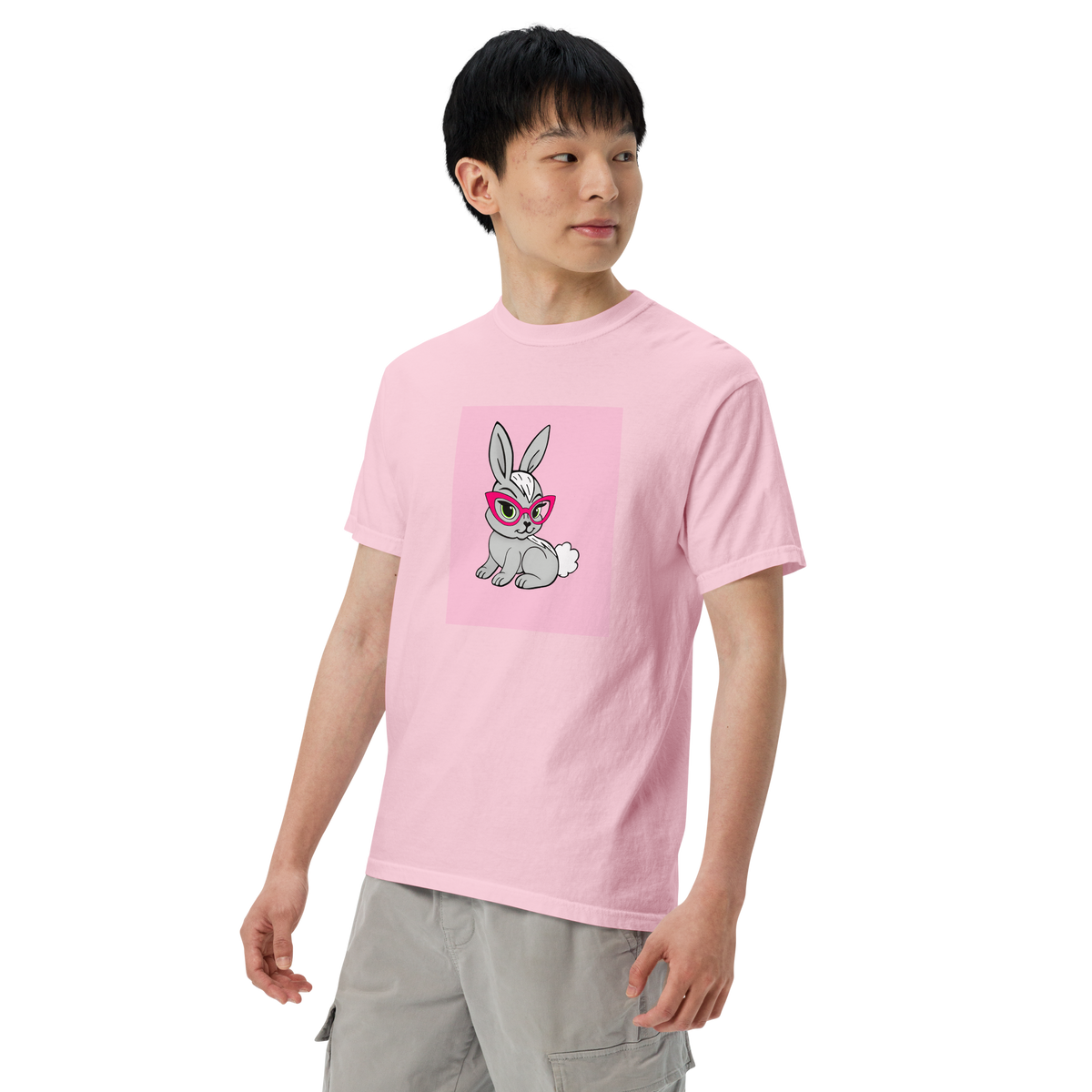 Book Bunny Color Block | Comfort Colors 1717 | Adult Ringspun Cotton Tee