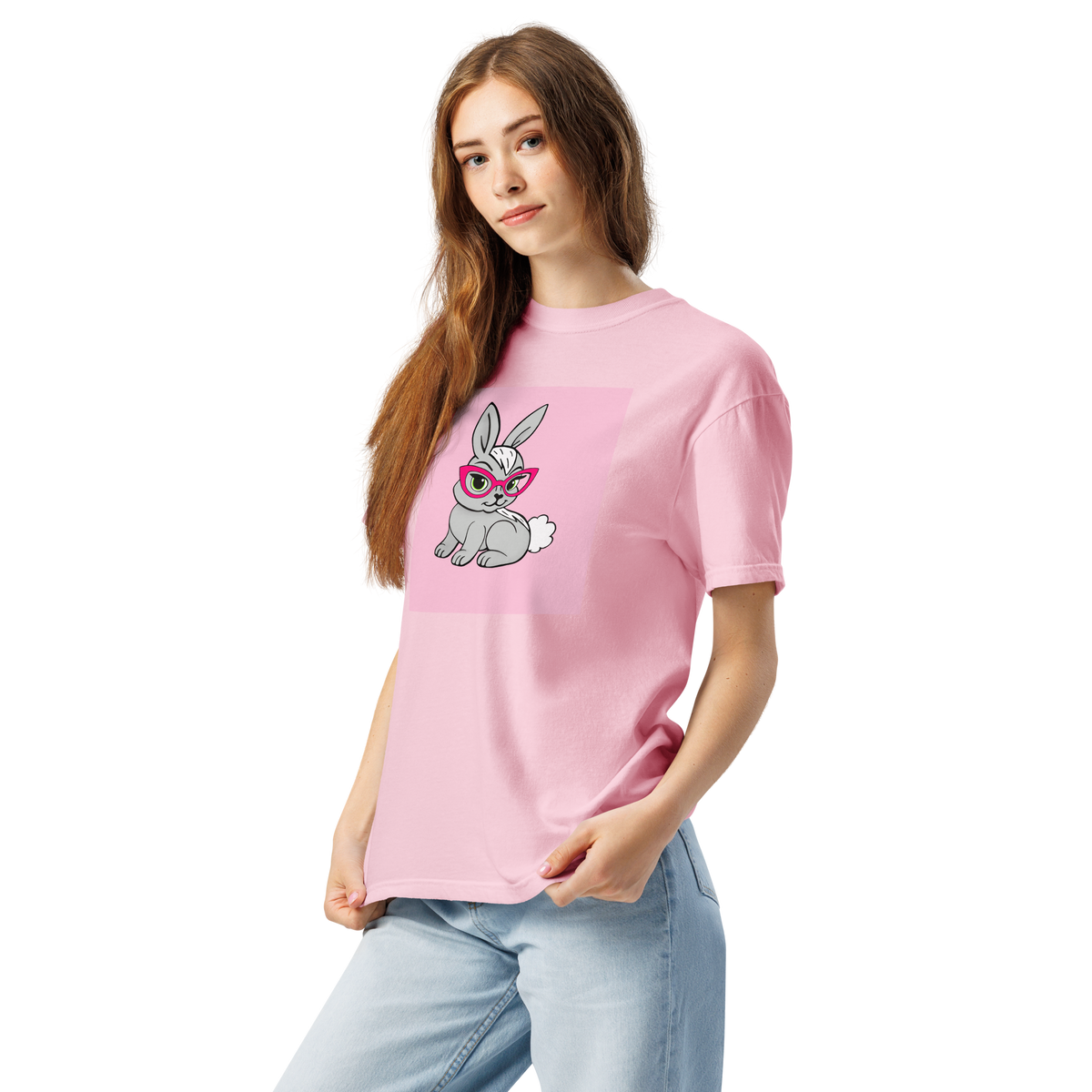 Book Bunny Color Block | Comfort Colors 1717 | Adult Ringspun Cotton Tee