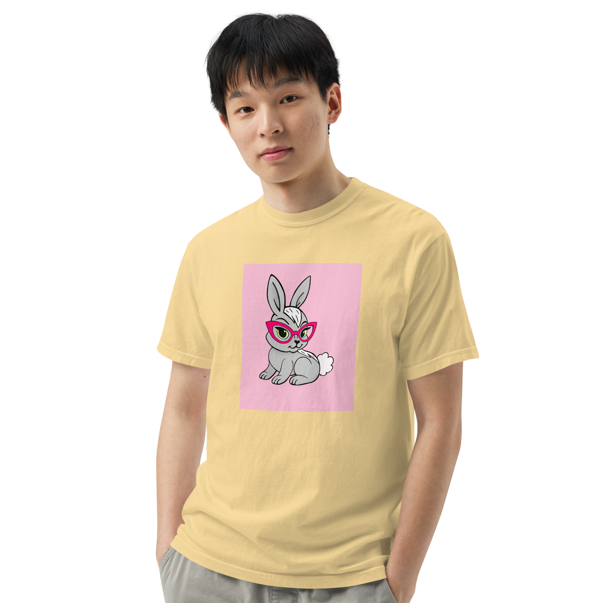 Book Bunny Color Block | Comfort Colors 1717 | Adult Ringspun Cotton Tee