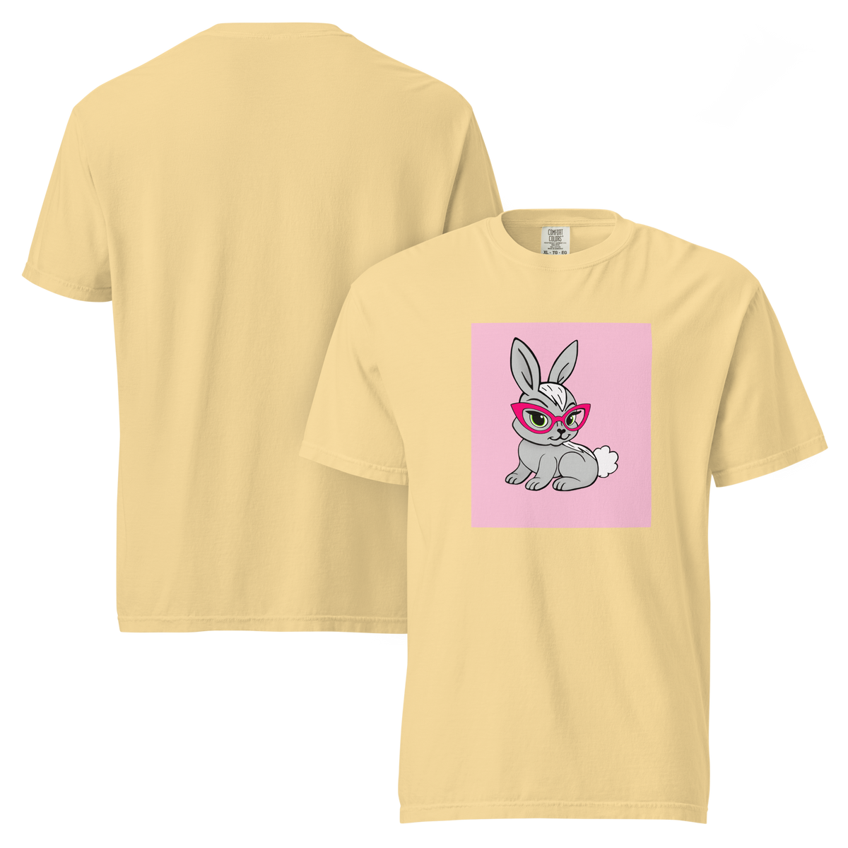 Book Bunny Color Block | Comfort Colors 1717 | Adult Ringspun Cotton Tee