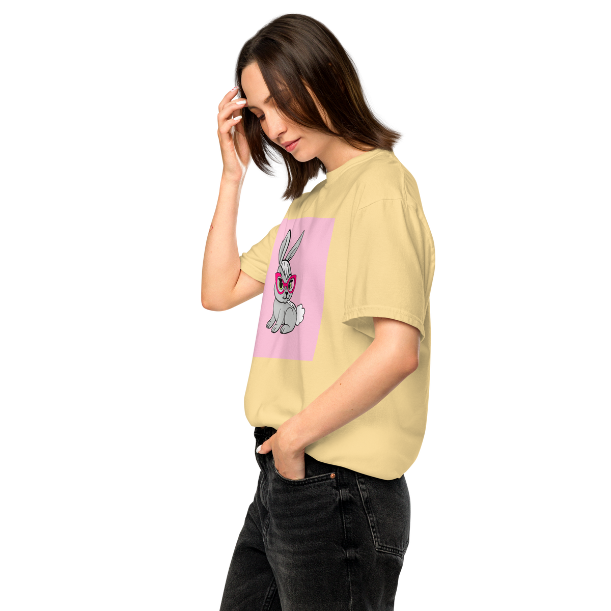 Book Bunny Color Block | Comfort Colors 1717 | Adult Ringspun Cotton Tee