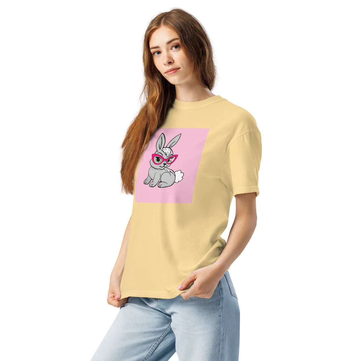 Book Bunny Color Block | Comfort Colors 1717 | Adult Ringspun Cotton Tee