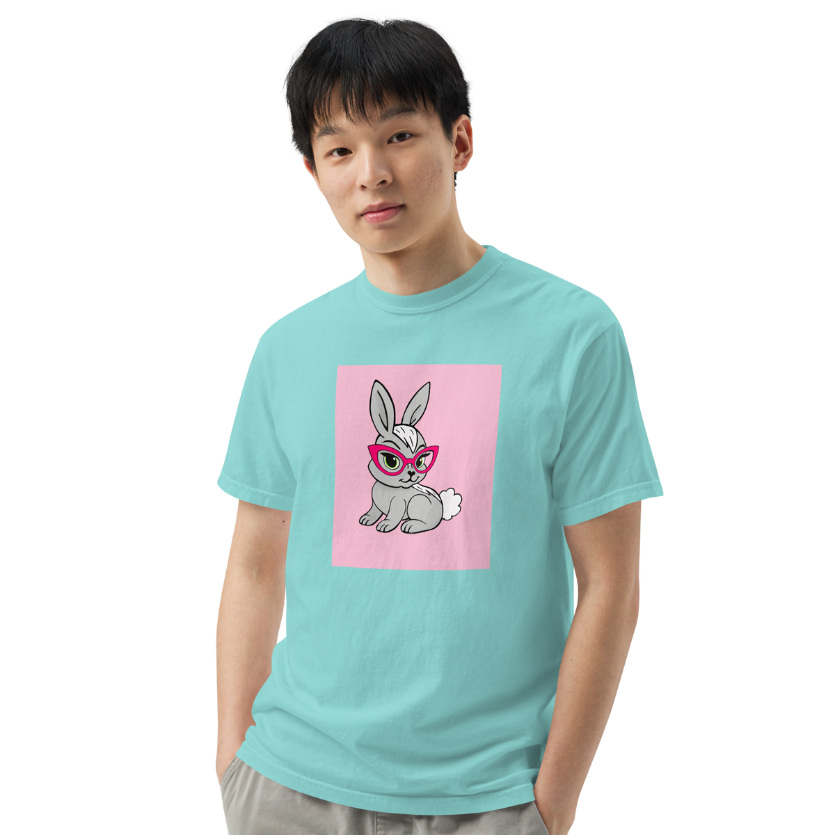 Book Bunny Color Block | Comfort Colors 1717 | Adult Ringspun Cotton Tee