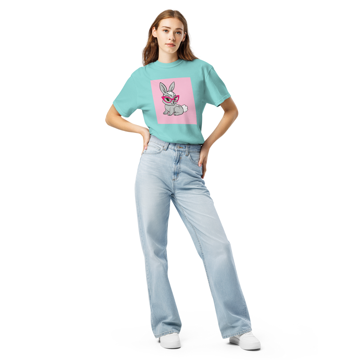 Book Bunny Color Block | Comfort Colors 1717 | Adult Ringspun Cotton Tee