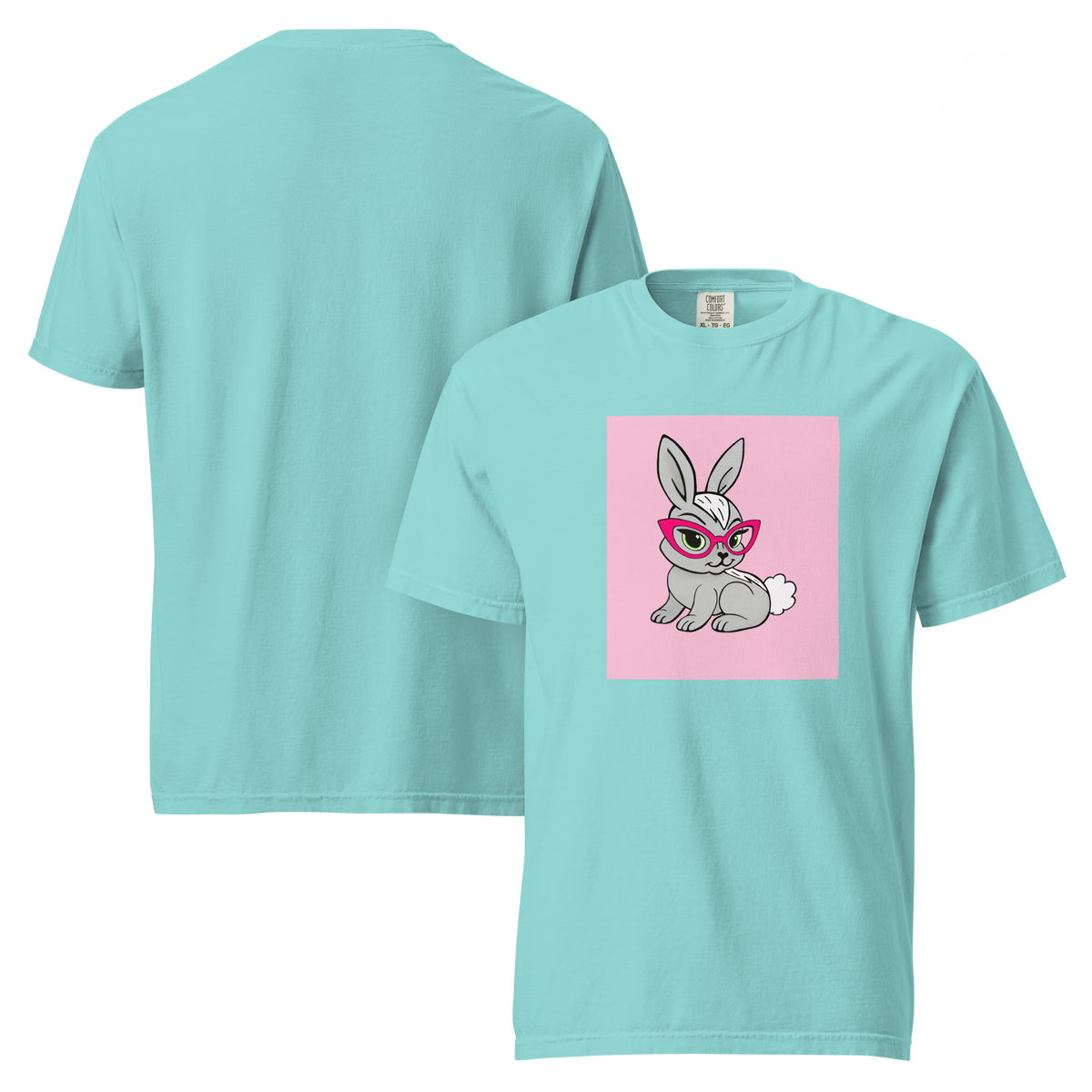 Book Bunny Color Block | Comfort Colors 1717 | Adult Ringspun Cotton Tee
