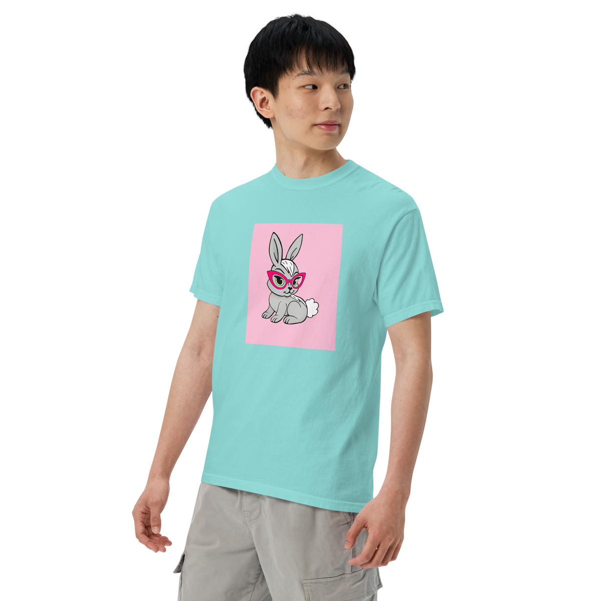 Book Bunny Color Block | Comfort Colors 1717 | Adult Ringspun Cotton Tee