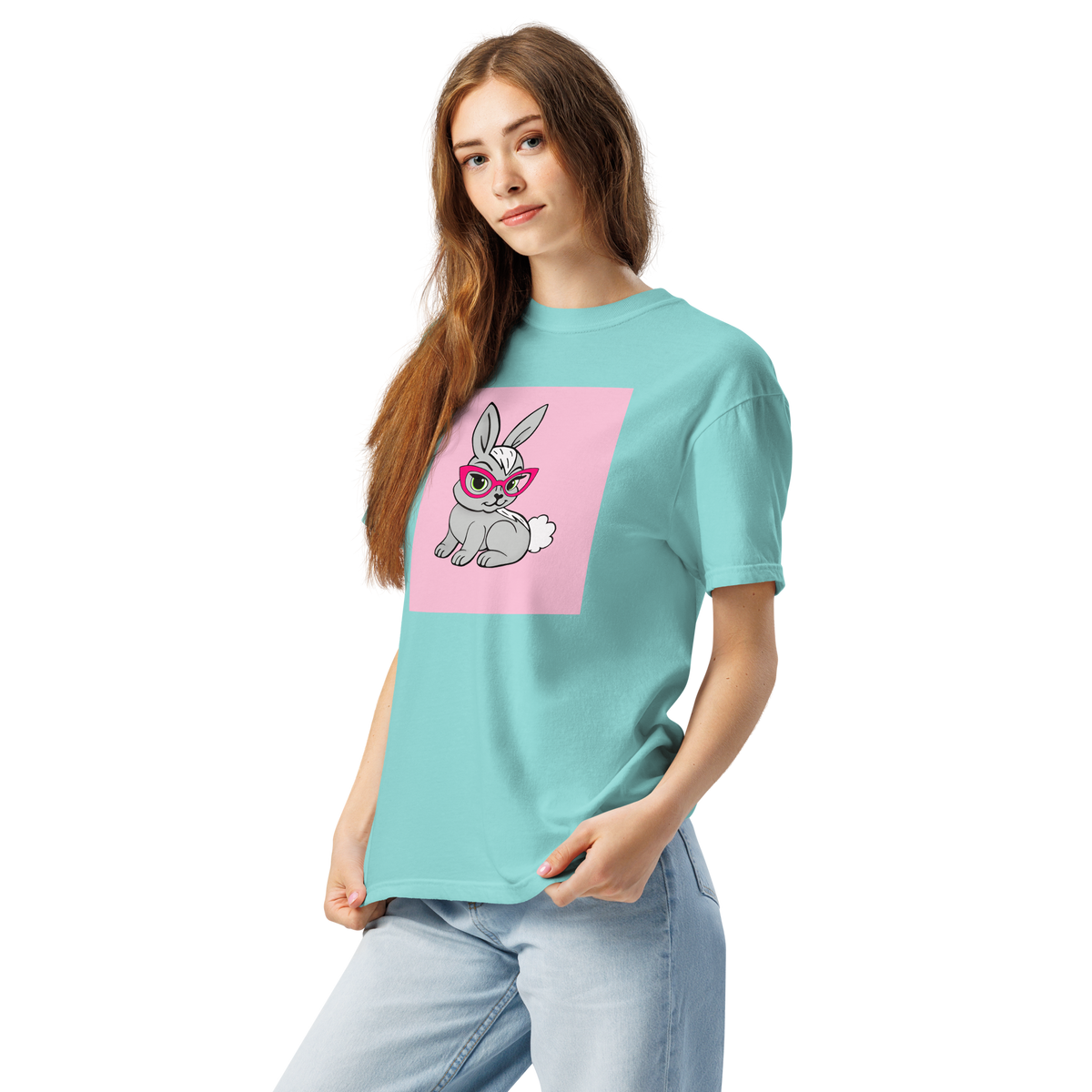 Book Bunny Color Block | Comfort Colors 1717 | Adult Ringspun Cotton Tee