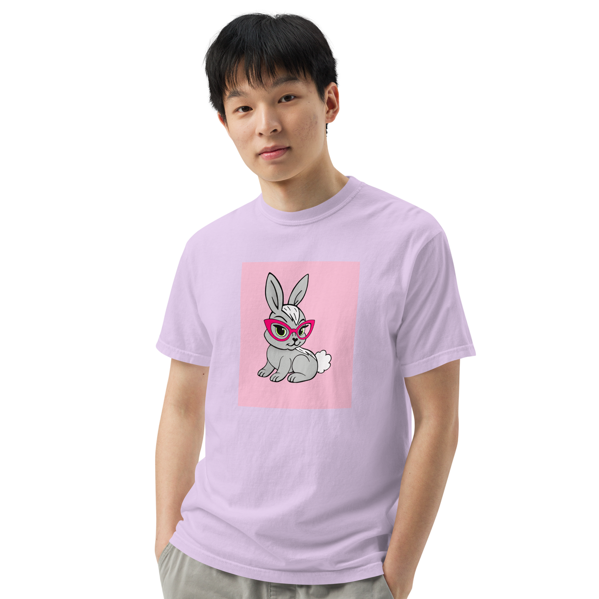 Book Bunny Color Block | Comfort Colors 1717 | Adult Ringspun Cotton Tee