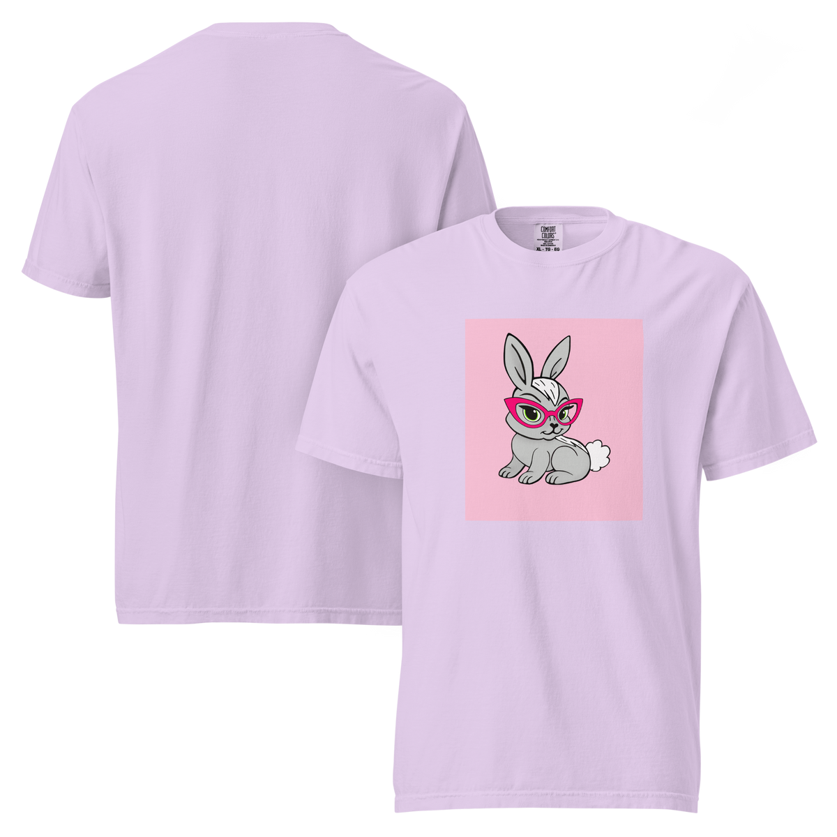 Book Bunny Color Block | Comfort Colors 1717 | Adult Ringspun Cotton Tee