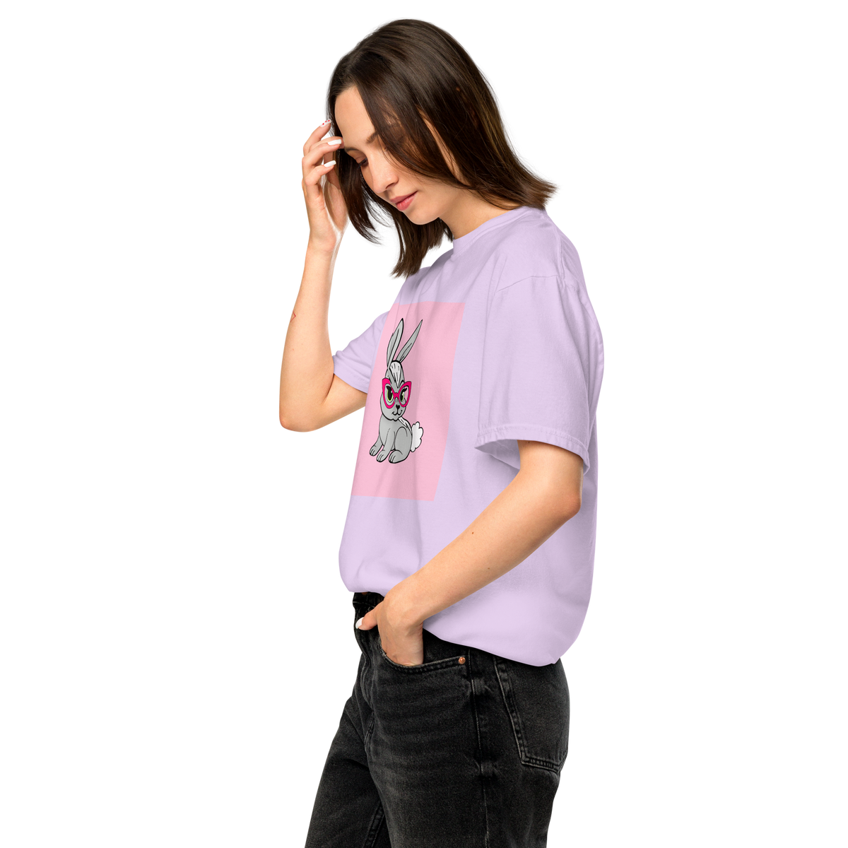 Book Bunny Color Block | Comfort Colors 1717 | Adult Ringspun Cotton Tee