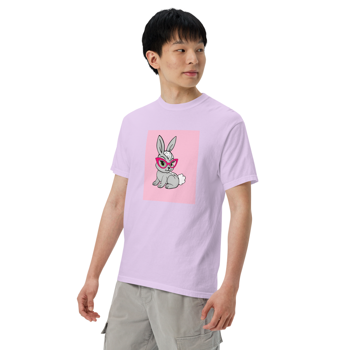 Book Bunny Color Block | Comfort Colors 1717 | Adult Ringspun Cotton Tee