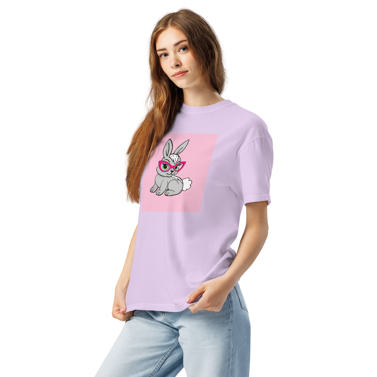 Book Bunny Color Block | Comfort Colors 1717 | Adult Ringspun Cotton Tee